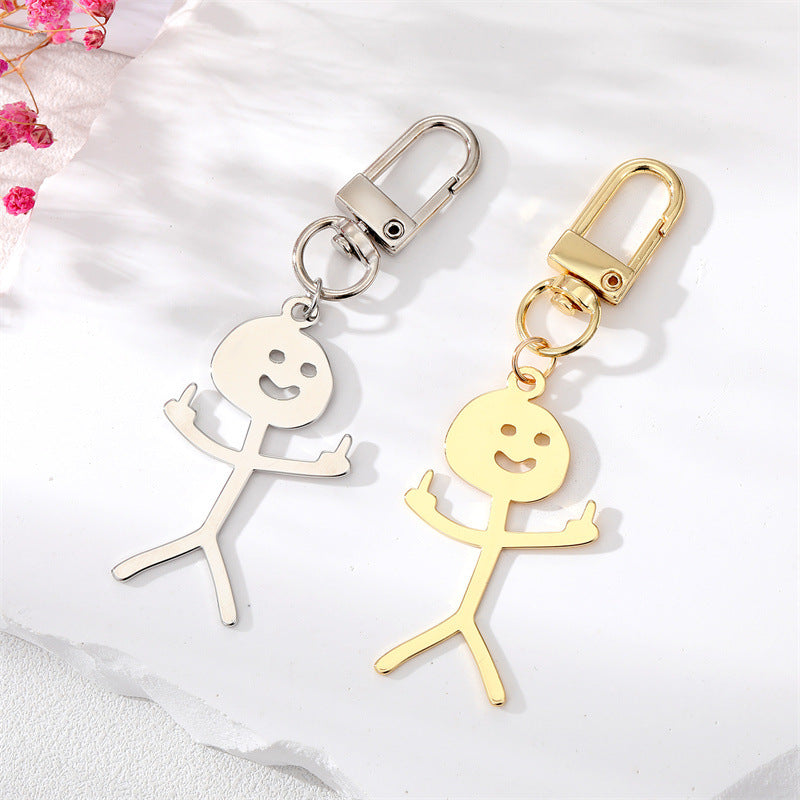 Wholesale Stainless Steel Cartoon Graffiti Middle Finger Villain Keychain